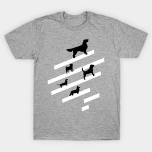 Black ans White Stripes and Dogs T-Shirt